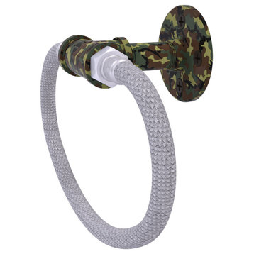 Allied Brass Camo Towel Ring, Stainless Steel Braided Ring, Green Camo