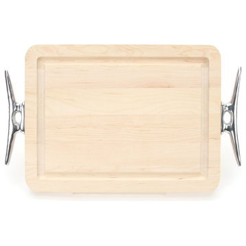 BigWood Boards Rectangle Cutting Board, Boat Cleat Handles, Maple, 9"x12"x0.75"