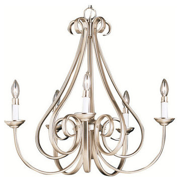 Kichler 2021 Dover 26"W 5 Light Candle-Style Chandelier - Brushed Nickel