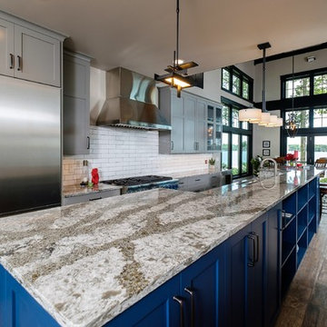 Cambria Galloway Kitchen Island w/Blue Cabinets