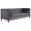 Jefferson Midcentury Modern Twill Sofa With Wood Legs, Urban Ink