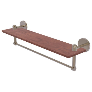 Tango 22" Solid Wood Shelf with Towel Bar, Antique Pewter