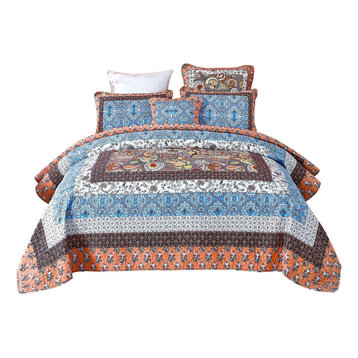 Mosaic Paradise Patchwork Quilted Quilt Set, Full