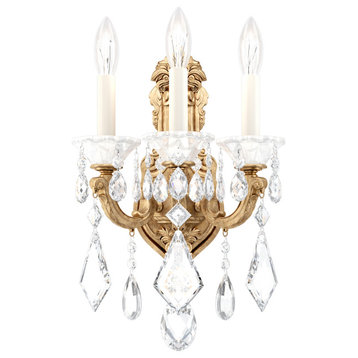 Schonbek 5071-26, 3 Light Crystal Sconce In French Gold