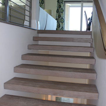 White Oak Open Rise Stair & Stainless Steel Rod Balustrade