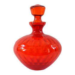 QUILTED OPTIC PATTERN ITALIAN DECANTER APOTHECARY JAR IN RED NO. 1 - Vases