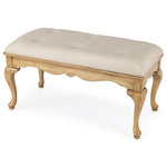 Butler Specialty - Butler Specialty Company, Grace Wooden 38W Bench, Beige - This delightful Queen Anne styled bench is a wonderful addition to any bedroom, entryway or sitting area. It is crafted from selected hardwood solids and Wood products. Features a button-tufted chenille upholstered cushion and an antique beige finish.