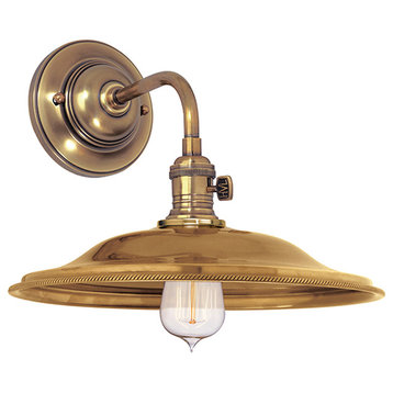 Heirloom 1-Light Wall Sconce, Aged Brass - No Cage