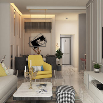 Classic European Design | Living Room | 3BHK | Bonito Designs