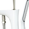 Transolid Blythe Floor Mounted Tub Filler With Hand Shower, White/Brushed Nickel
