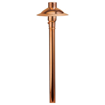 Low Voltage One Light Path Lamp Copper Satin Etched Glass