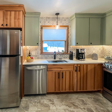 2-Tone Kitchen Design with Pistachio Painted and Hickory Stained Cabinetry