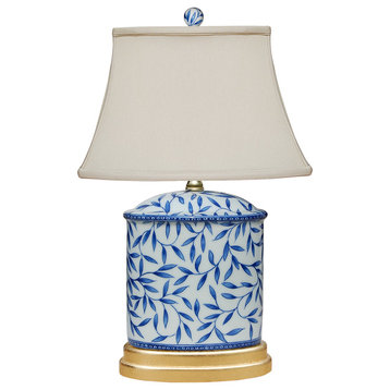 Blue and White Bamboo Leave Table Lamp