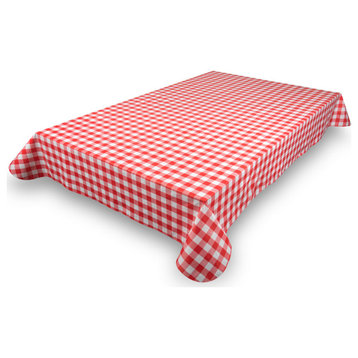 "Picnic Check" Red 52"x90" vinyl flannel backed tablecloth