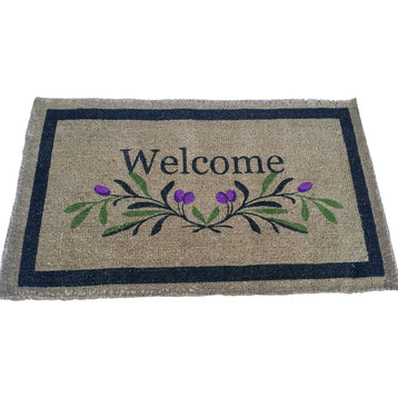 Homenmore Olive Border Welcome Coir Mat, 36"x72"