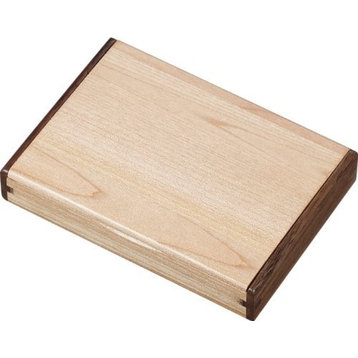 Durmast Natural Maple Wood and Walnut Desktop Business Card Case