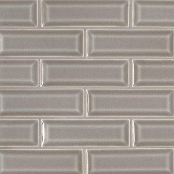 Dove Gray Bevel Subway Ceramic Tile, 10-Pieces