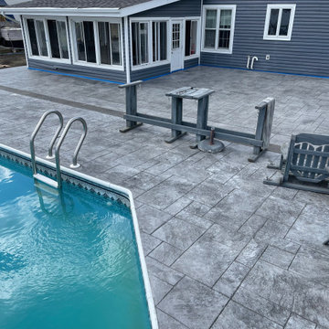 Sewell stamped concrete pool deck
