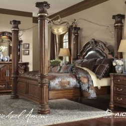AICO Furniture - Queen Poster Bed w/ Canopy - N53010-46R - Bedroom Products