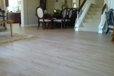Example of a large mountain style living room design in San Diego