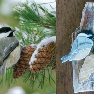 Chickadee on Pinecone Mosaic & The Inspiration