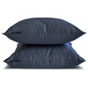 Art Silk 20"x30" Lumbar Pillow Cover Set of 2 Plain Solid - Midnight Blue Luxury