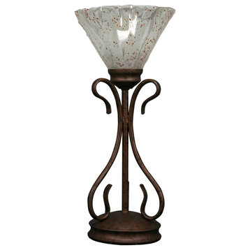 Swan Mini Table Lamp In Bronze, 7" Italian Ice Glass
