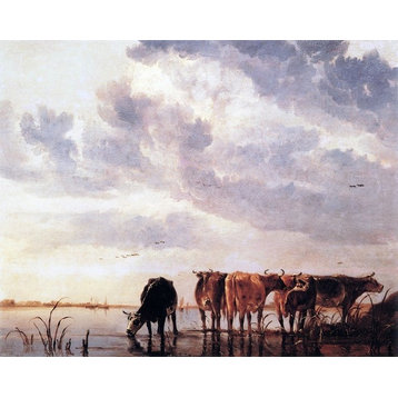 Aelbert Cuyp Cows in a River, 20"x25" Wall Decal
