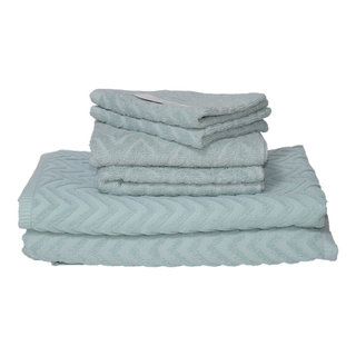 Sapphire Resort 6-Piece White Cotton Plush Bath Towel Set (Odessa Jaquard  Oval Panes) in the Bathroom Towels department at