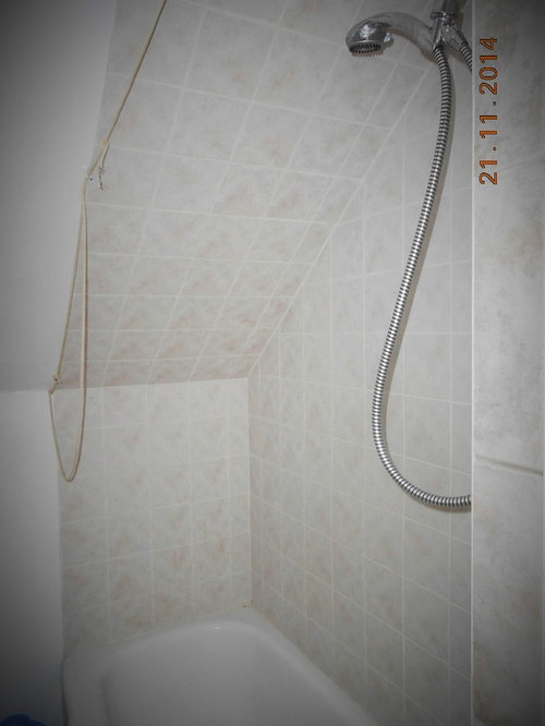 How to fit a shower rod in attic bathroom with sloped ceilings