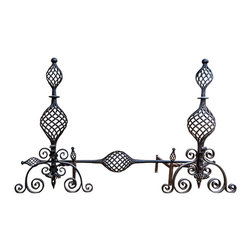 3-Piece Wrought Iron Andirons for Fireplace - Fireplace Grates And Andirons
