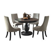 5-Piece Dakins Dining Set Round Table and 4 Chair, Rustic Brown