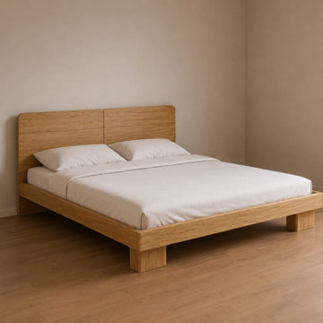 Modern Solid Wood Platform Bed | Scandinavian Japandi Minimalist Bed Frame