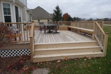 Inspiration for a mid-sized modern backyard deck remodel in Milwaukee with no cover