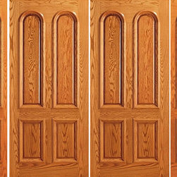 Pre-hung Mahogany Arch Lite Exterior Double Door Two Side lights - Front Doors