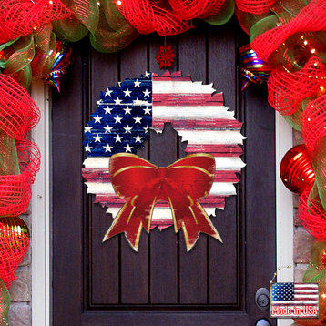 American Flag Wreath Door Hanger