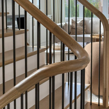Project #153 | Sophisticated Red Oak Stair with Metal Balusters