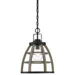 Savoy House - Savoy 7-2156-1-112, Luisa 1 Light Outdoor Pendant - Comfortable, good-looking style is yours with the Luisa pendant. The streamlined, modern farmhouse design has a functional practicality, but is oh, so inviting. It`s a terrific fixture for your urban farmhouse, transitional, rustic, traditional, and modern vintage decor. The open, tapered round, cage-like frame has a lovely warm, weathered birch wood finish: a natural, rustic look with clean, modern fittings. The glass shade is clear and a downward-facing socket holds one 60W E-style bulb for excellent illumination. UL rated for damp locations, so this pendant may be used in your sunroom, pergola, porch, entry, family room, or other covered outdoor living spaces. Group a few together for even more of a stylish statement.
