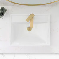 STYLISH 19 3/4'' Rectangular Undermount Porcelain Bathroom Sink Two Overflow