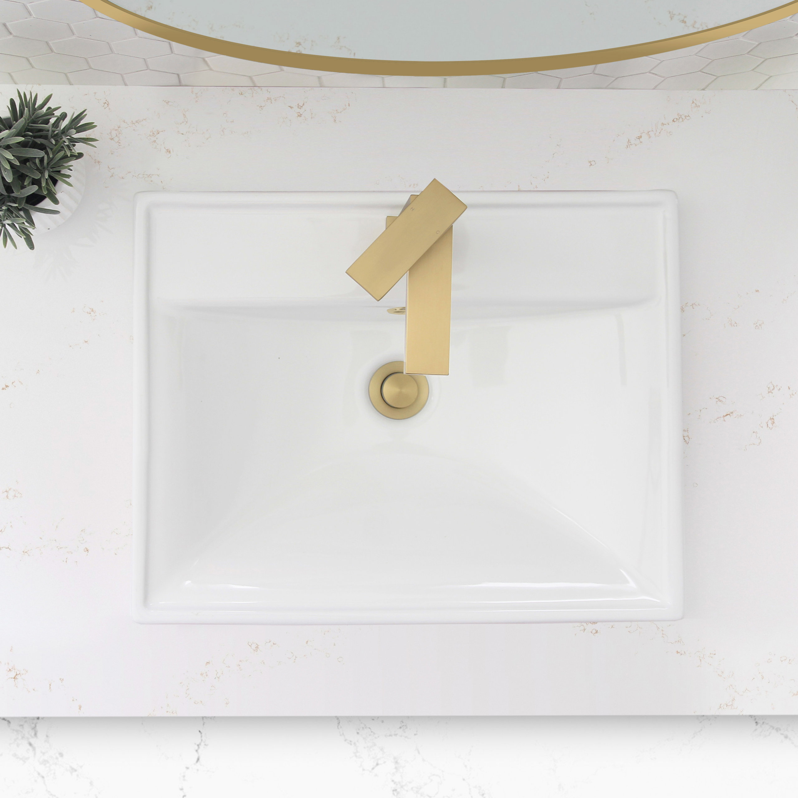 STYLISH 19 3/4'' Rectangular Undermount Porcelain Bathroom Sink Two Overflow