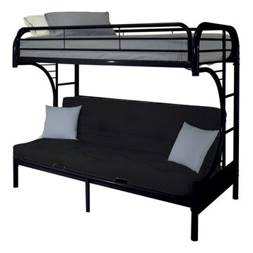 84"x62"x65" Twin XL Over Queen Black Metal Tube Futon Bunk Bed