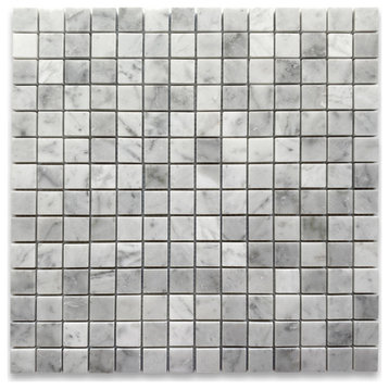 Carrara White Marble 3/4x3/4 Square Mosaic Tile Polished Venato Bianco, 1 sheet