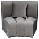 Harp & Finial - Killebrew Armless Sectional Sofa Chair Black Velvet Upholstery, Gray - Create a custom seating arrangement that fits perfectly in your space with this Killebrew Sectional piece - will need to purchase individual modules. This piece gives you the option to style it alone or piece it together depending on your seating needs. This modular chair is armless and finished in a beautiful soft grey velvet.
