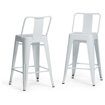 Rayne Industrial Metal 24 Inch Counter Height Stool (Set Of 2) In White