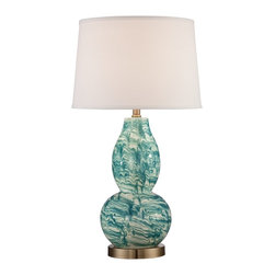 360 Lighting - Victoria Blue and White Marbleized Glass Table Lamp - Table Lamps