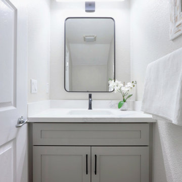 Modern Transitional Bathroom Vanity with Light Gray RTA Cabinets | The Cabinatio