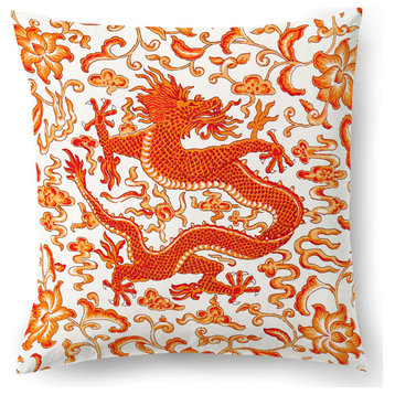 Chi'En Dragon Pillow, Persimmon, 22" X 22"