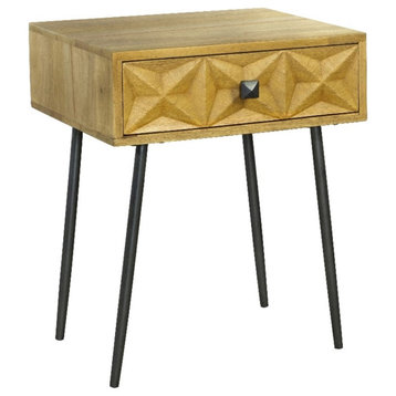 Coaster Ezra 1-Drawer Mid-Century Wood Accent Table in Natural/Gunmetal