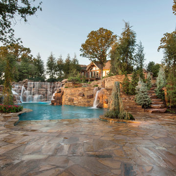 Mountain Mine-Themed Pool With Waterfalls, Slide and More