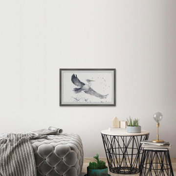 "Flying Seagull" Framed Painting Print